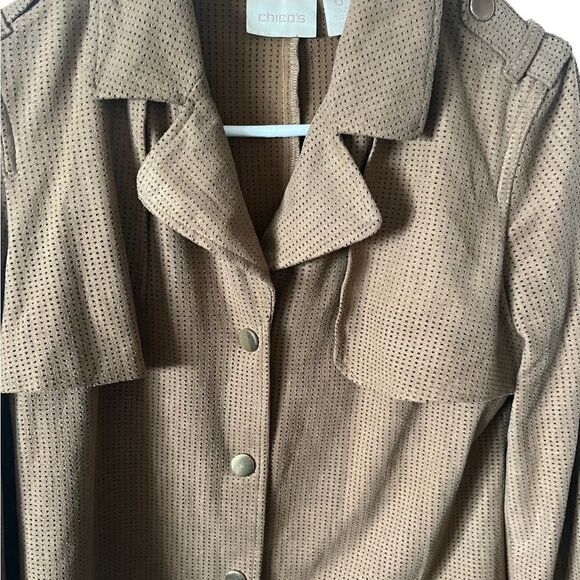 Chicos Perforated Micro Suede Jacket Size 0/ Size US Small 4 - Picture 6 of 12